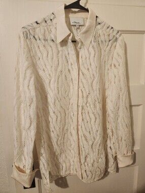 3.1 Phillip Lim Ivory Lace Button-Down Blouse